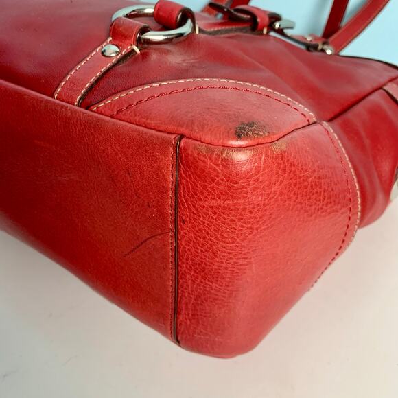 Coach Red Leather Gallery East West Tote Purse - Picture 4 of 12